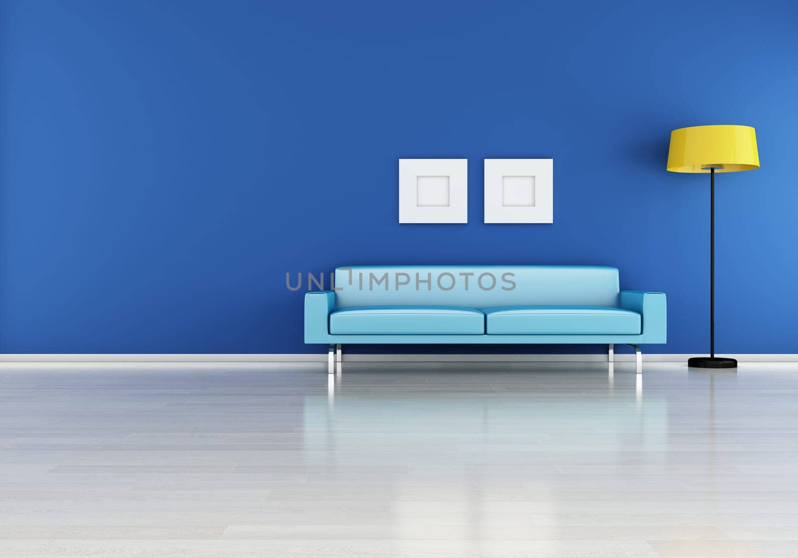 modern interior (3D render) -  Elegance in Blue