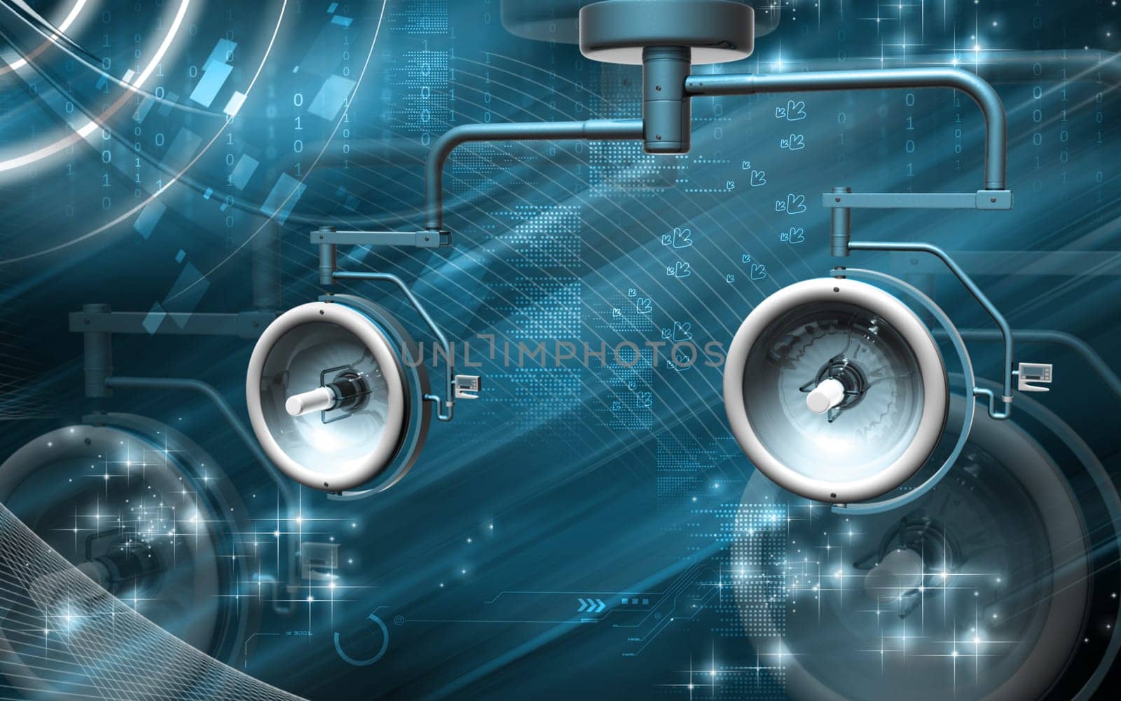 Digital illustration of shadow less lamp in colour background
