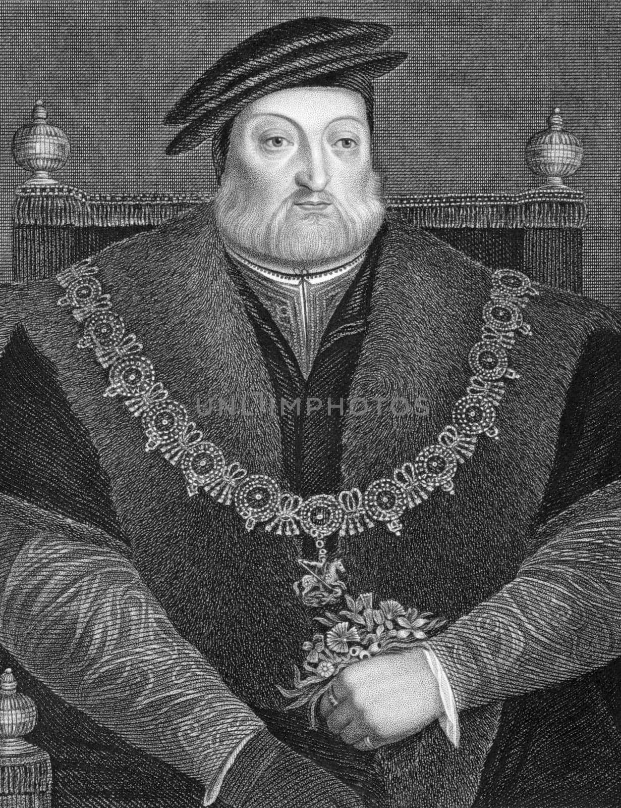 Charles Brandon, 1st Duke of Suffolk, 1st Viscount Lisle, KG (1484-1545) on engraving from 1840. Engraved by W.H.Mote and by J.Tallis &amp  Co, London &amp  New York.