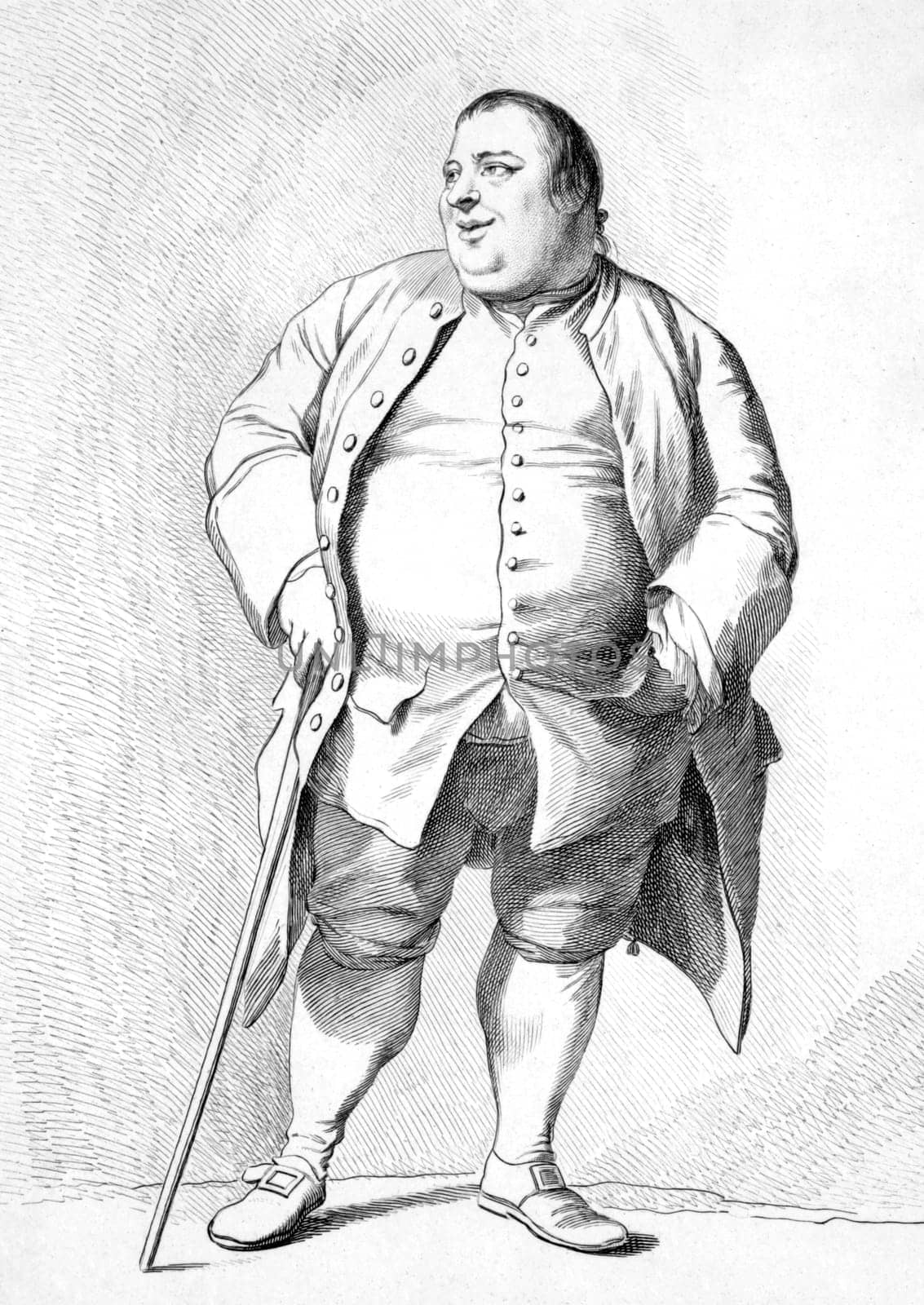Francis Grose (1731-1791) on engraving from 1787. Antiquary, draughtsman and lexicographer. Engraving by F.Bartolozzi after a picture by F.Dance and published by S.Hooper.