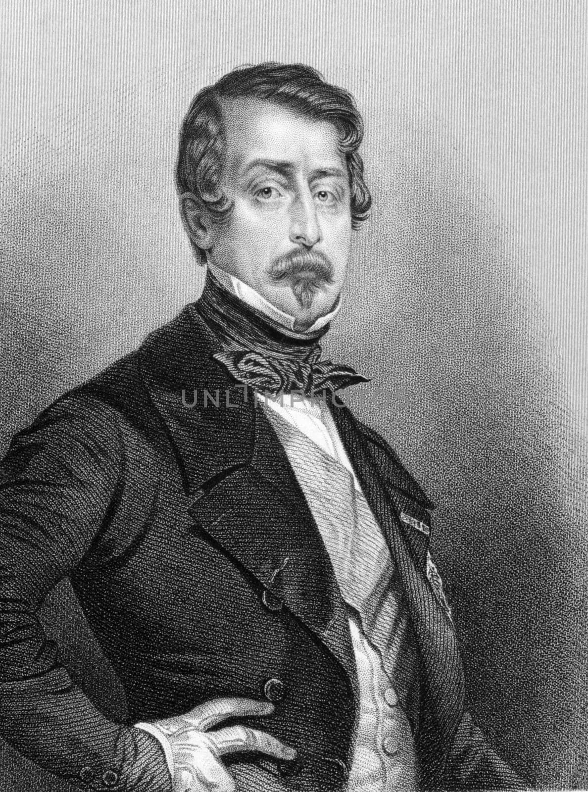 Napoleon III aka Louis Napoleon Bonaparte (1808-1873) on engraving from 1850. President of the French Second Republic and ruler of the Second French Empire. Nephew of Napoleon I. Engraved by Jekins after a picture by Maurin and published by P.Jackson, Lon