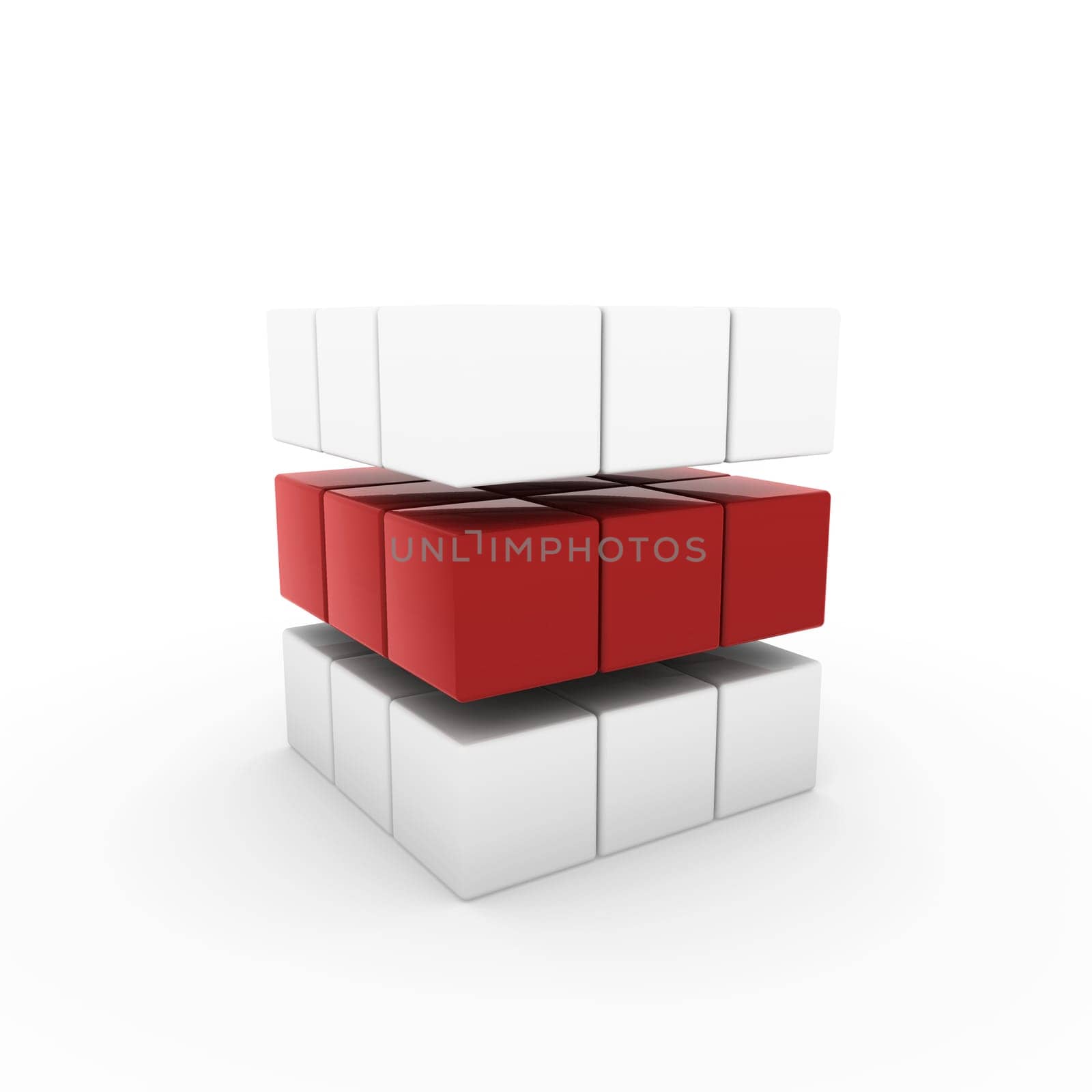 3d business cube red isolated white success teamwork