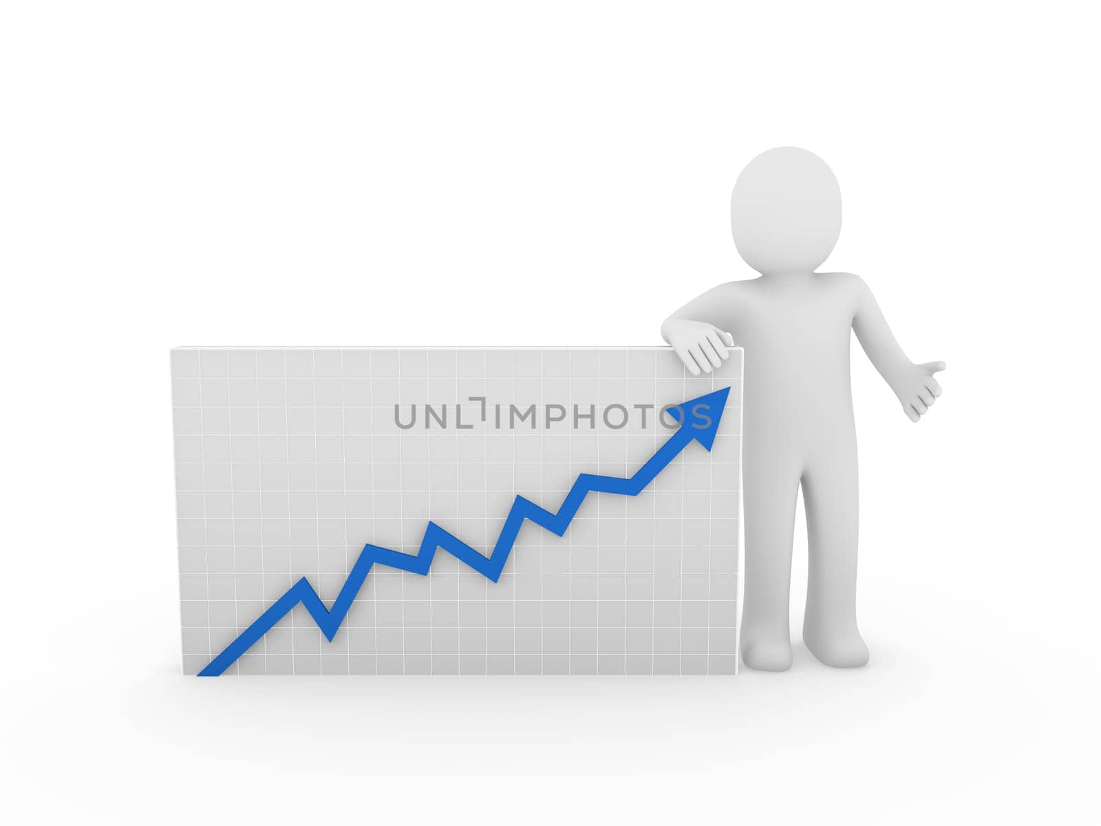 3d human arrow growth success business blue diagram