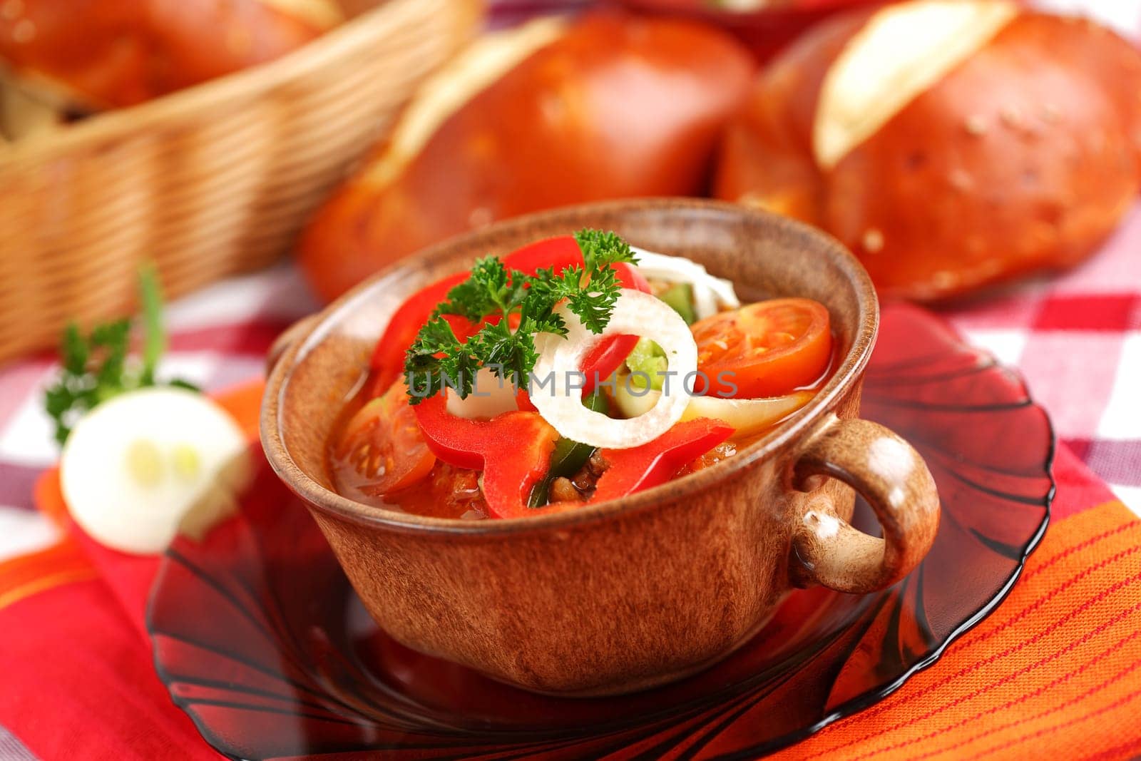Lesco - originally Hungarian thick vegetable stew with peppers, onion and tomato