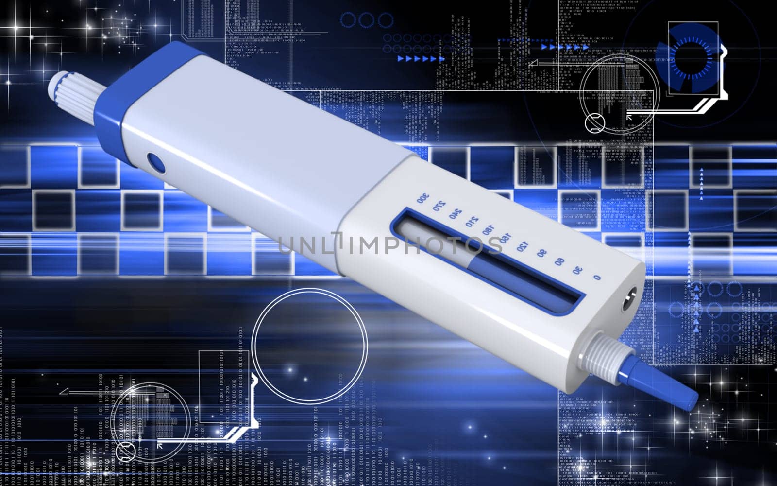 Digital illustration of insulin pen in colour background