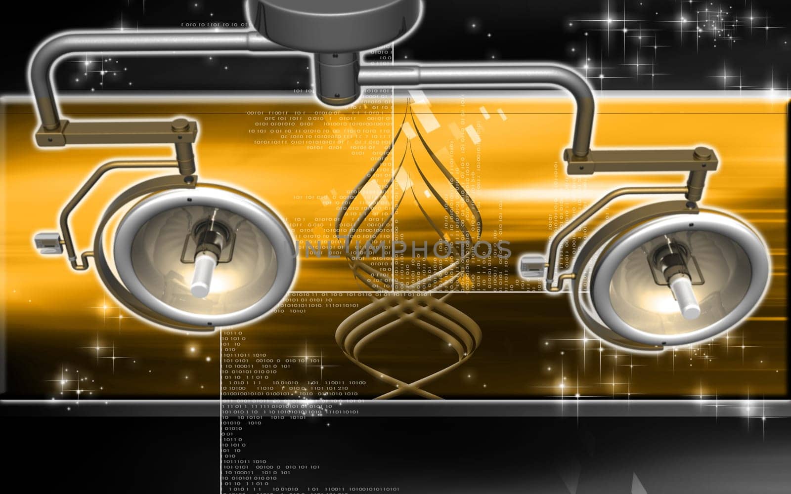 Digital illustration of shadow less lamp in colour background