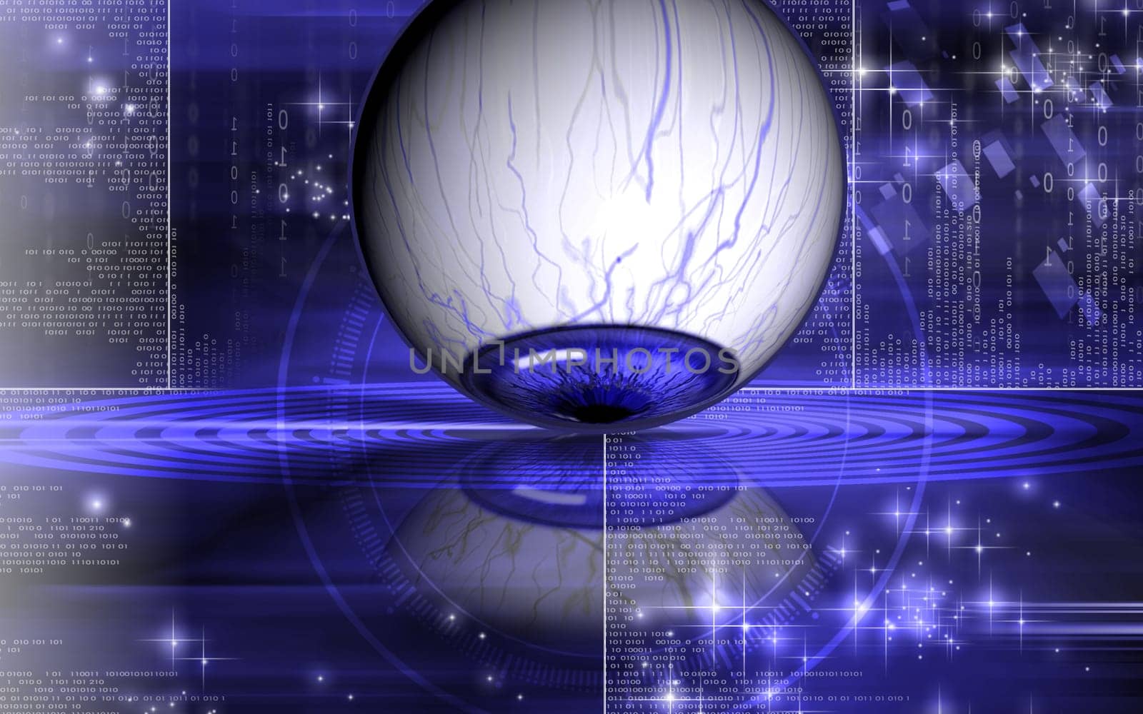 Digital illustration of eye in colour background
