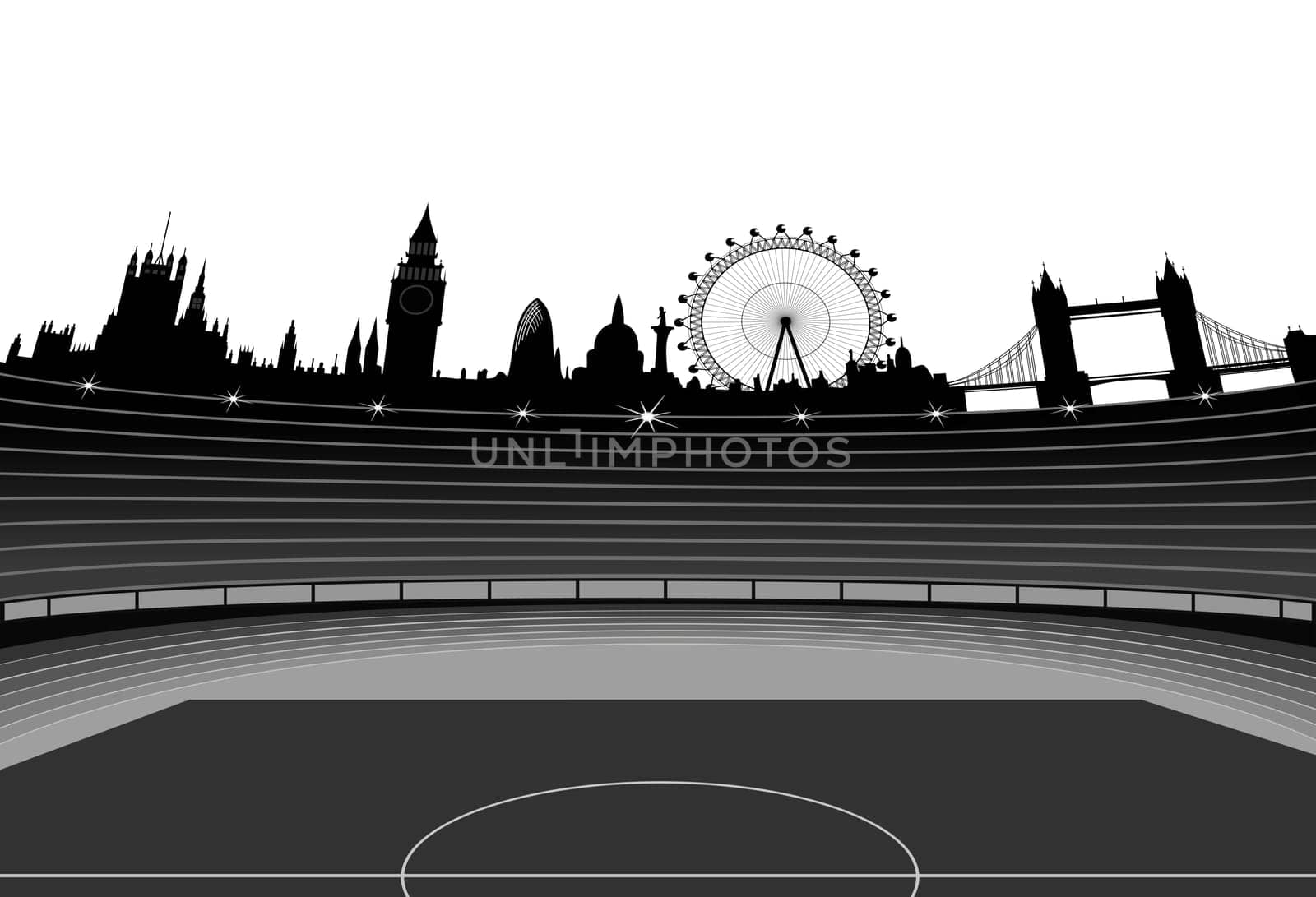 Illustration of the stadium and London skyline - London - organizer of the Olympic Games 2012