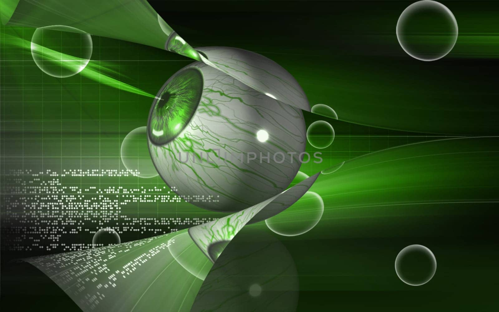 Digital illustration of eye in colour background