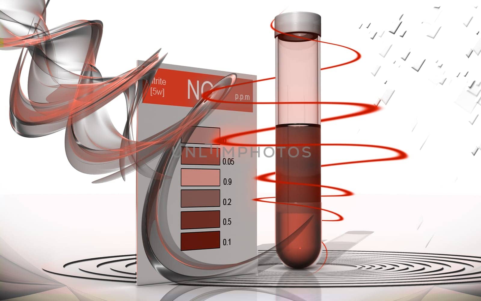 Digital illustration of nitrite test in colour background