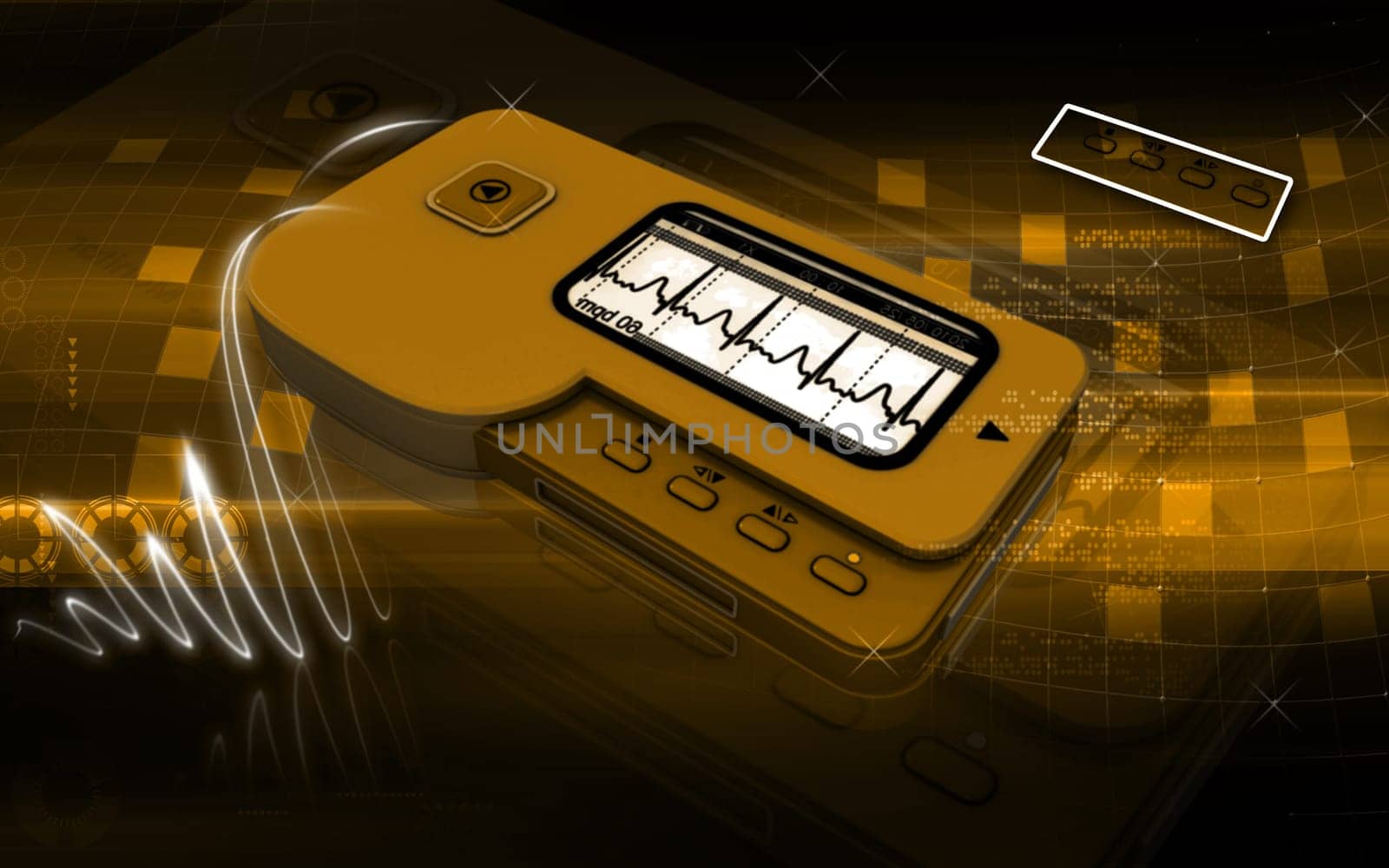 Digital illustration of ECG in colour background
