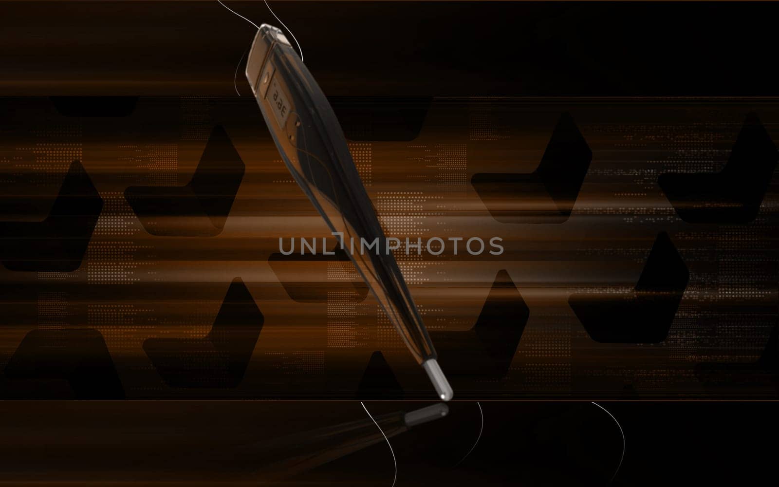 Digital illustration of thermometer in colour background