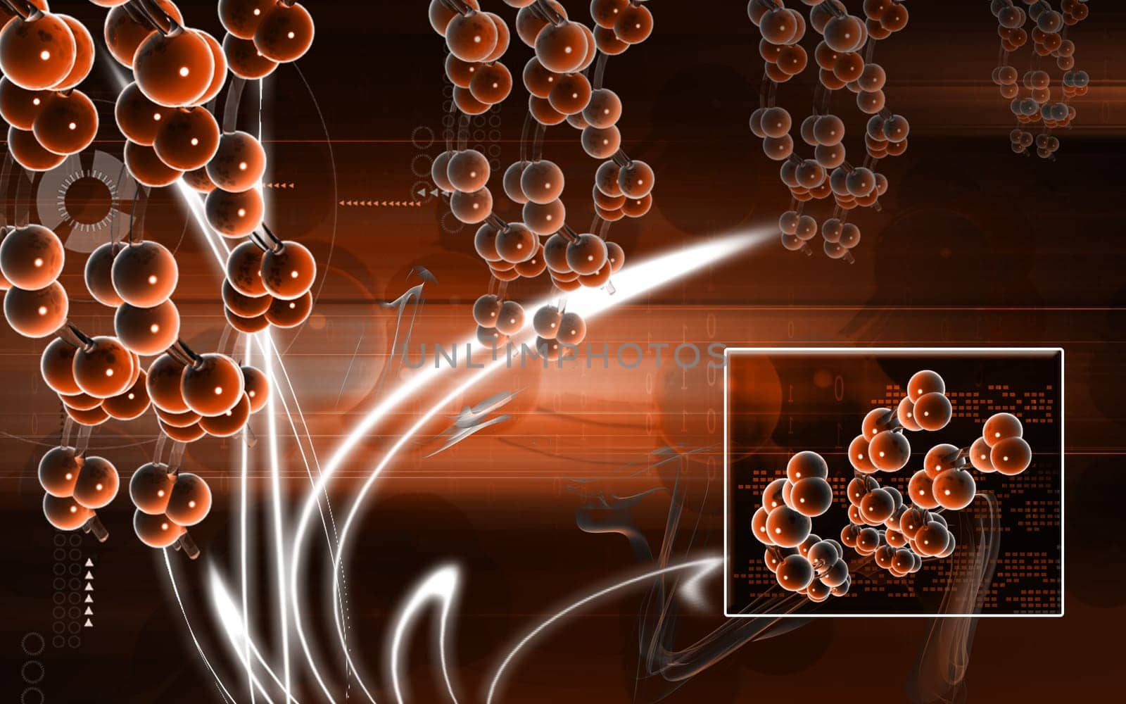 Digital illustration DNA structure in colour background