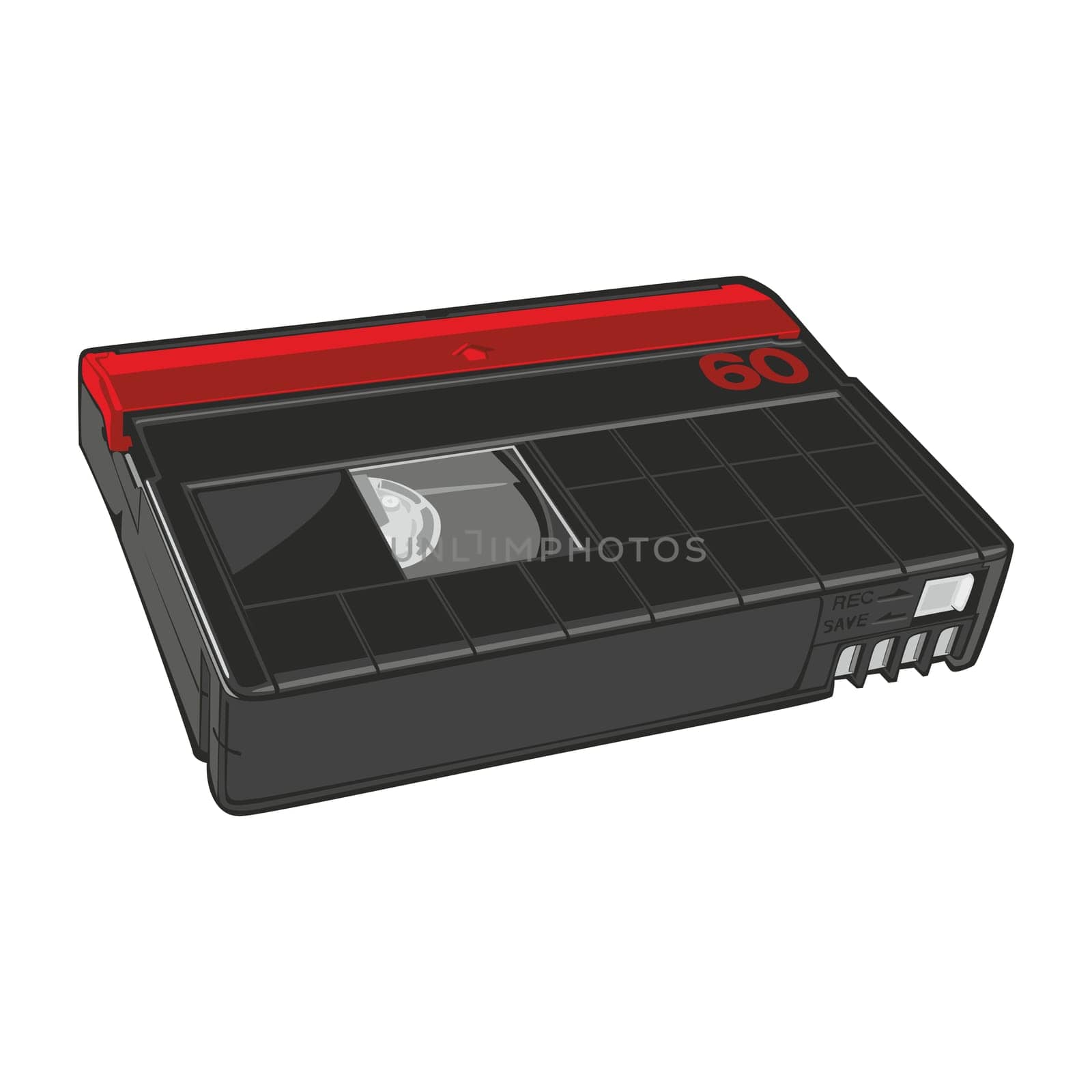 vector illustration of mini DV cassette isolated on white