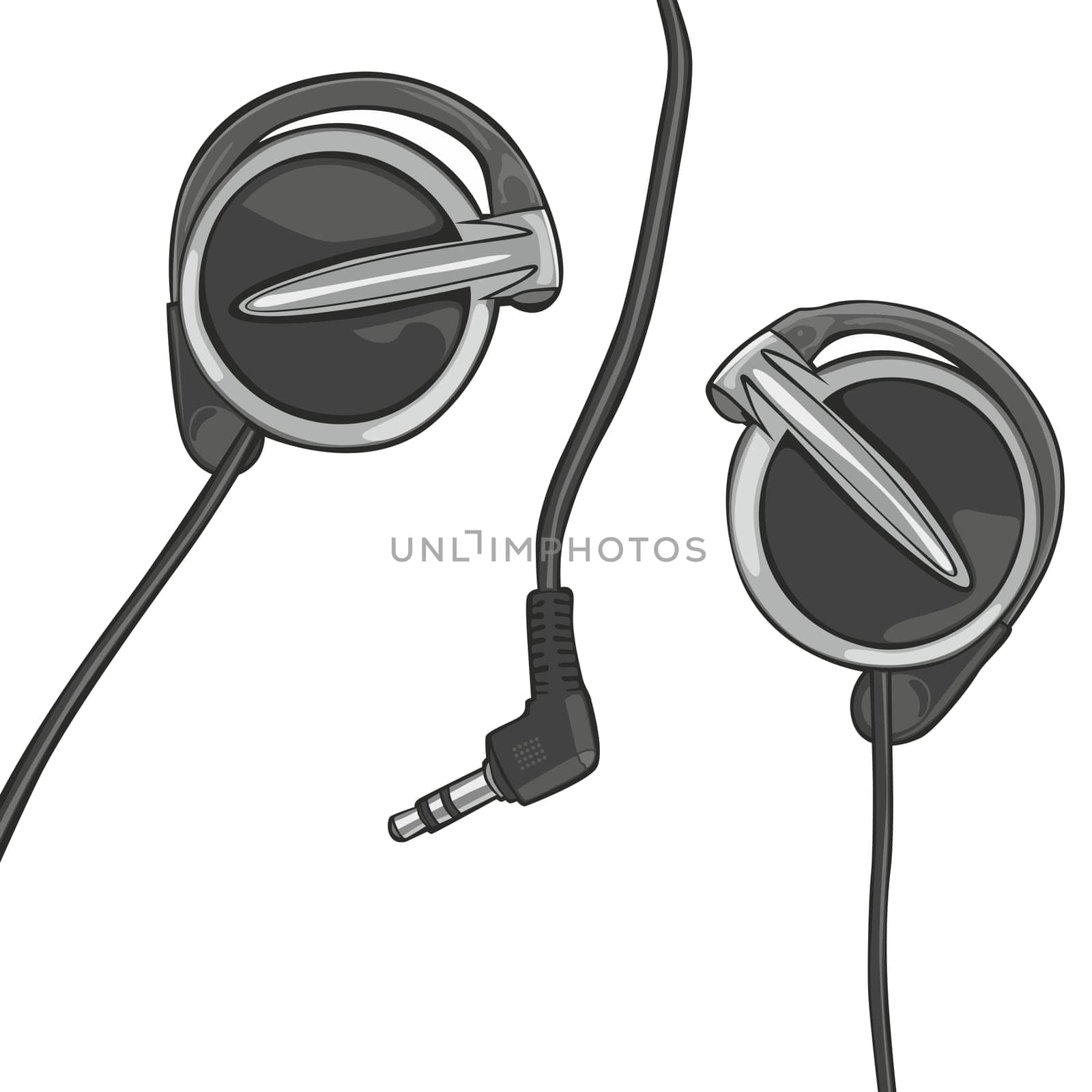 vector illustration of earphones isolated on white