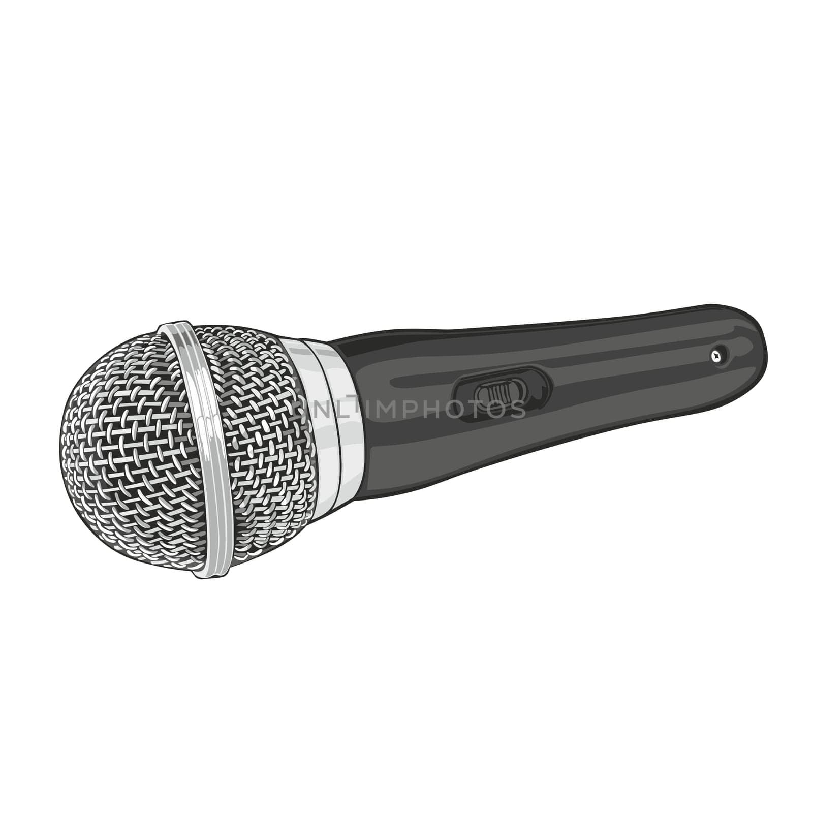 vector illustration of silver microphone isolated on white
