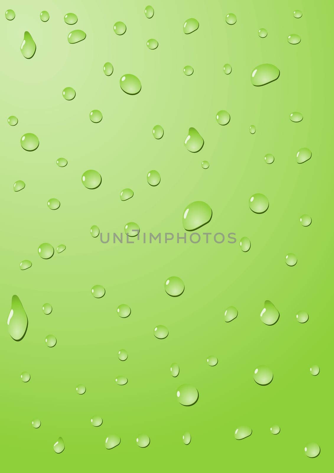 Drops of water on a green background