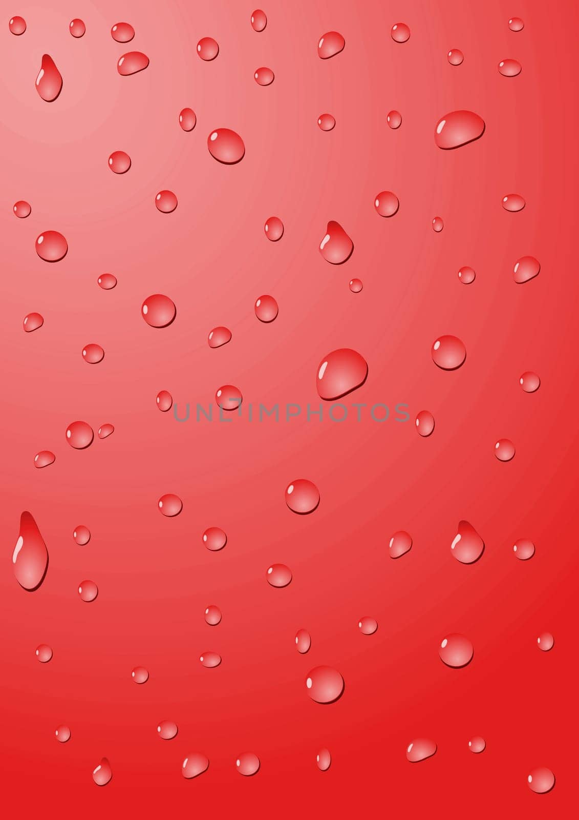 Drops of water on a red background