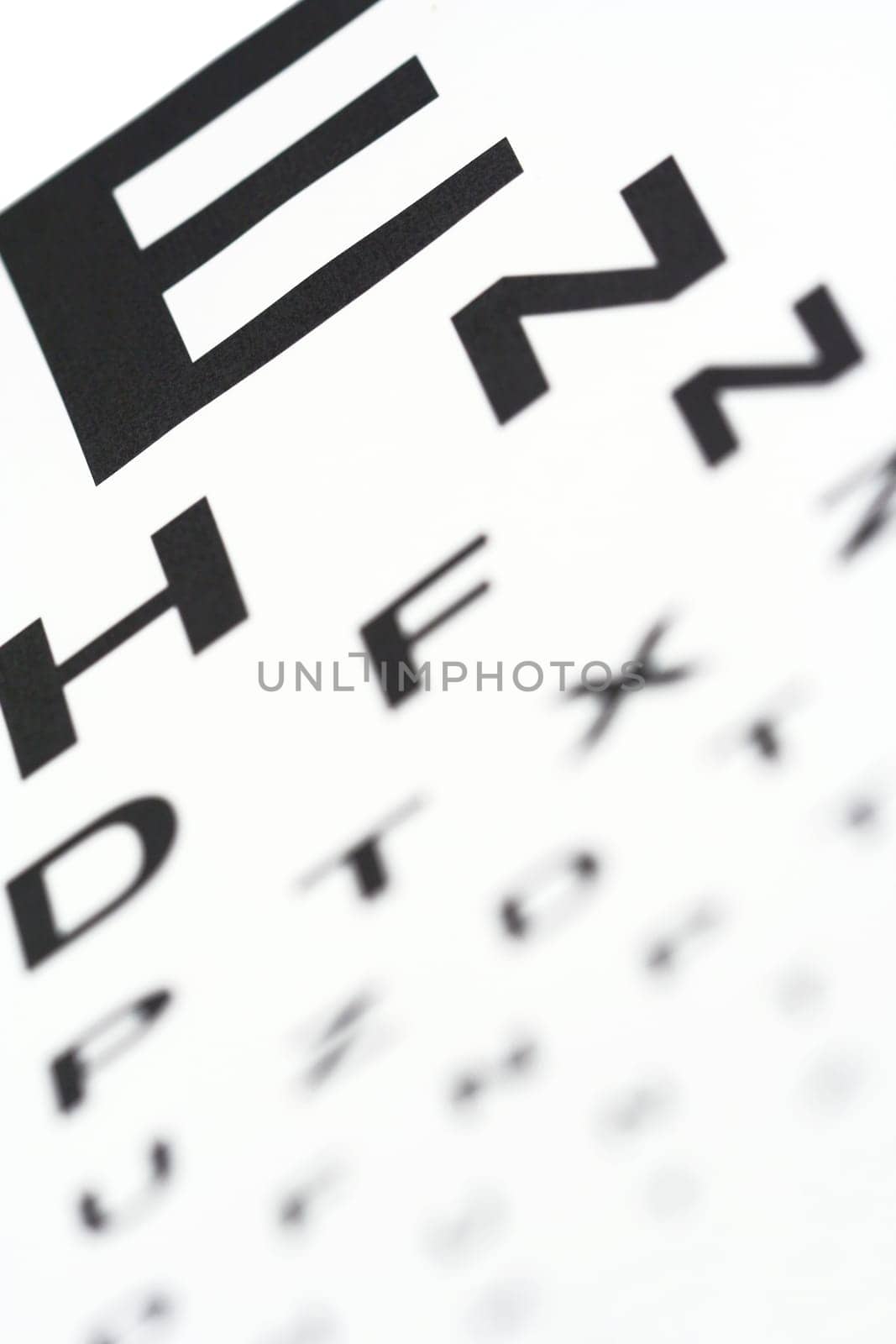 A eye chart with blurry small letters