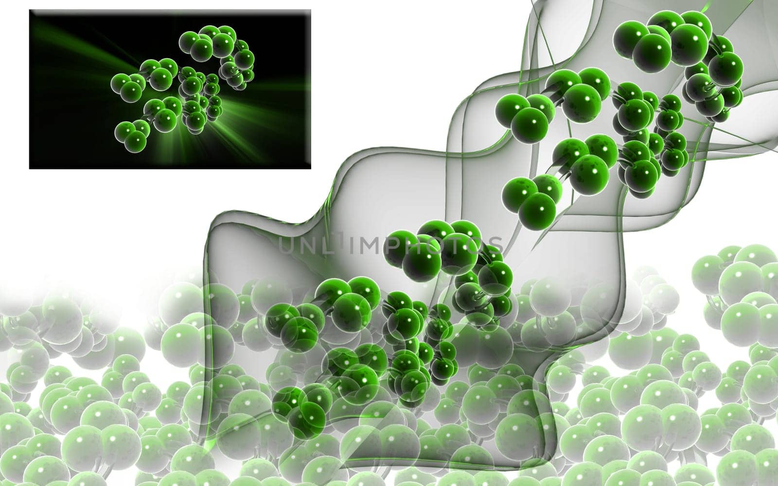 Digital illustration DNA structure in colour background