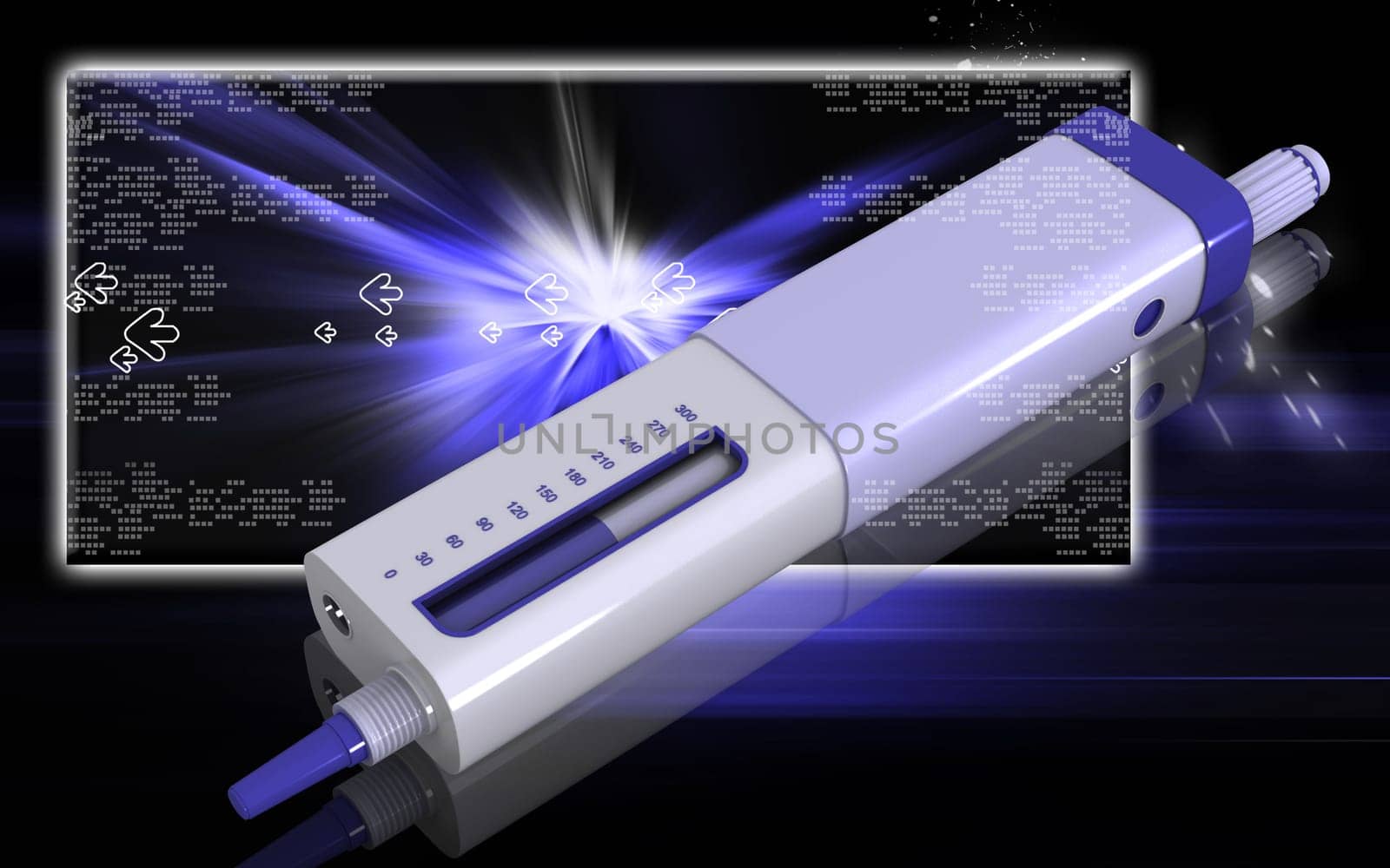 Digital illustration of insulin pen in colour background