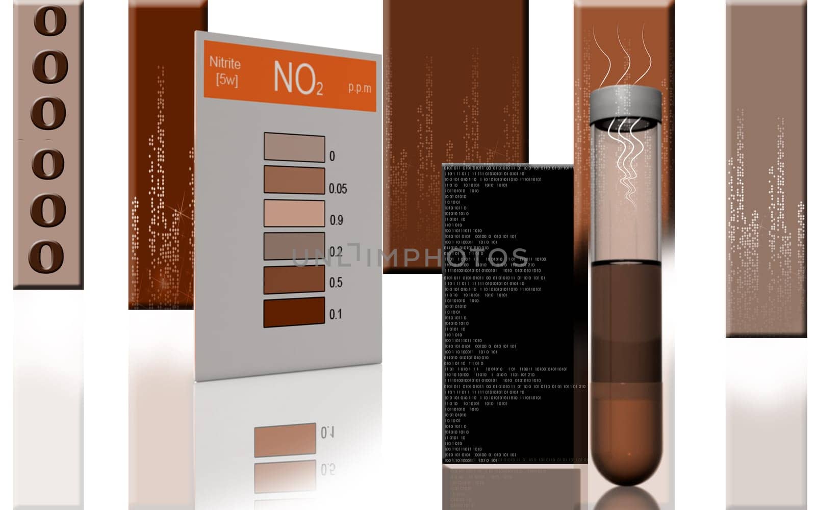 Digital illustration of nitrite test in colour background