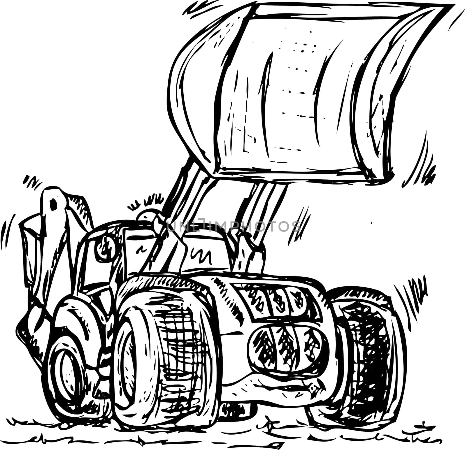 vector - excavator - dozer tractor isolated on background