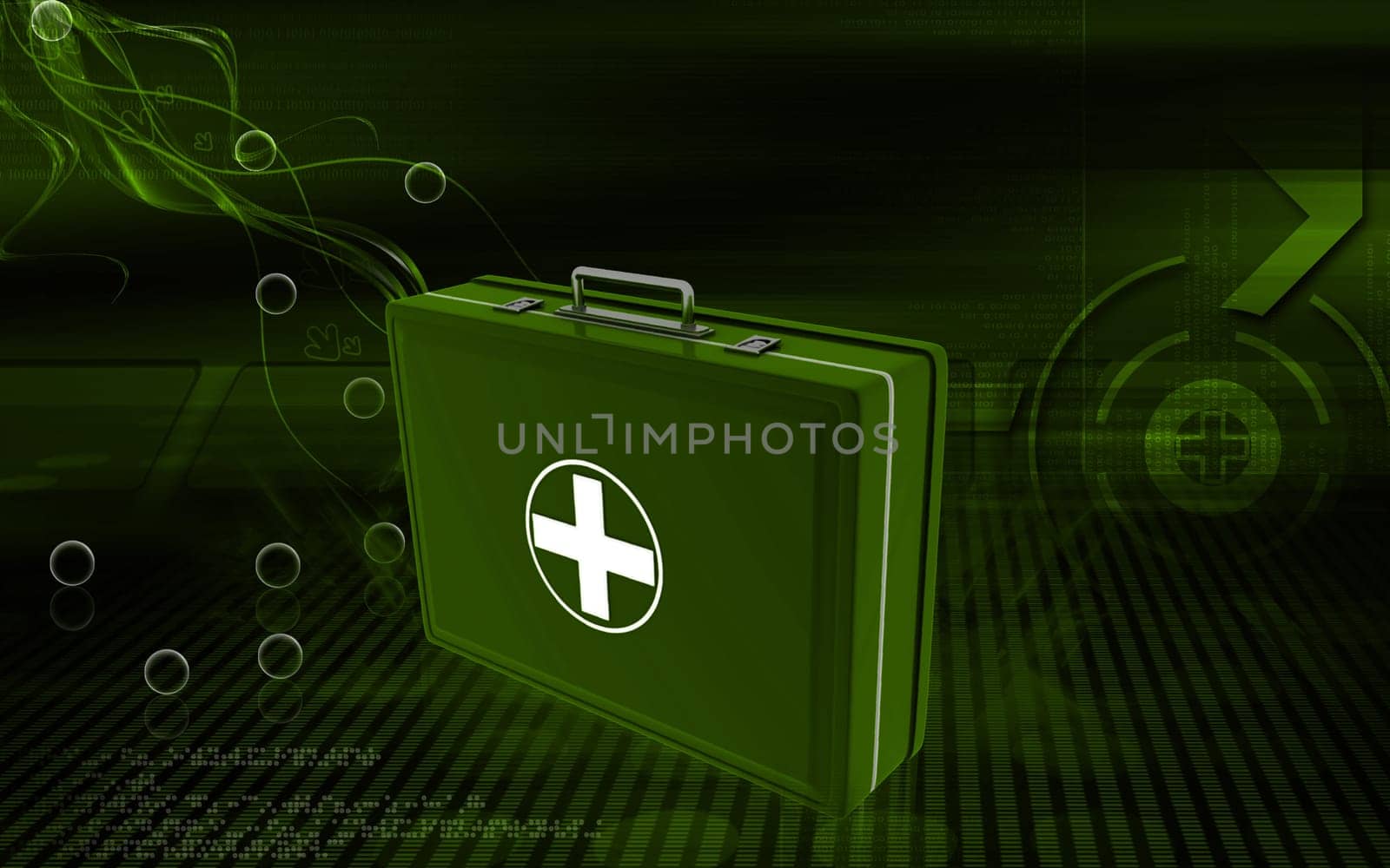 Digital illustration of First aid box in colour background