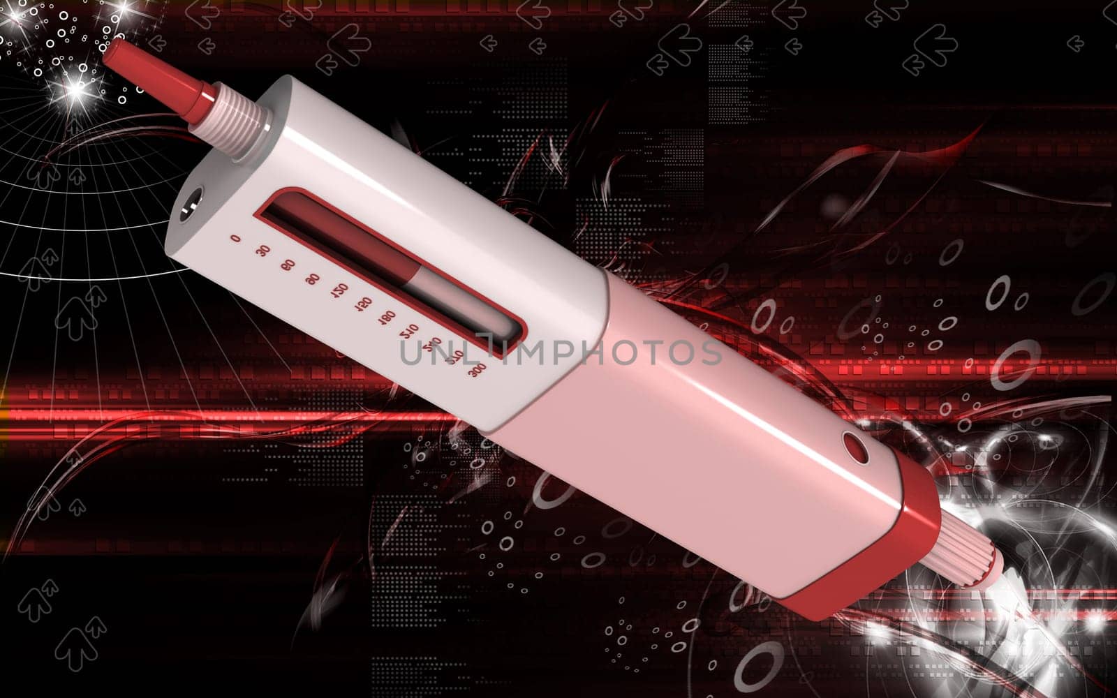 Digital illustration of insulin pen in colour background