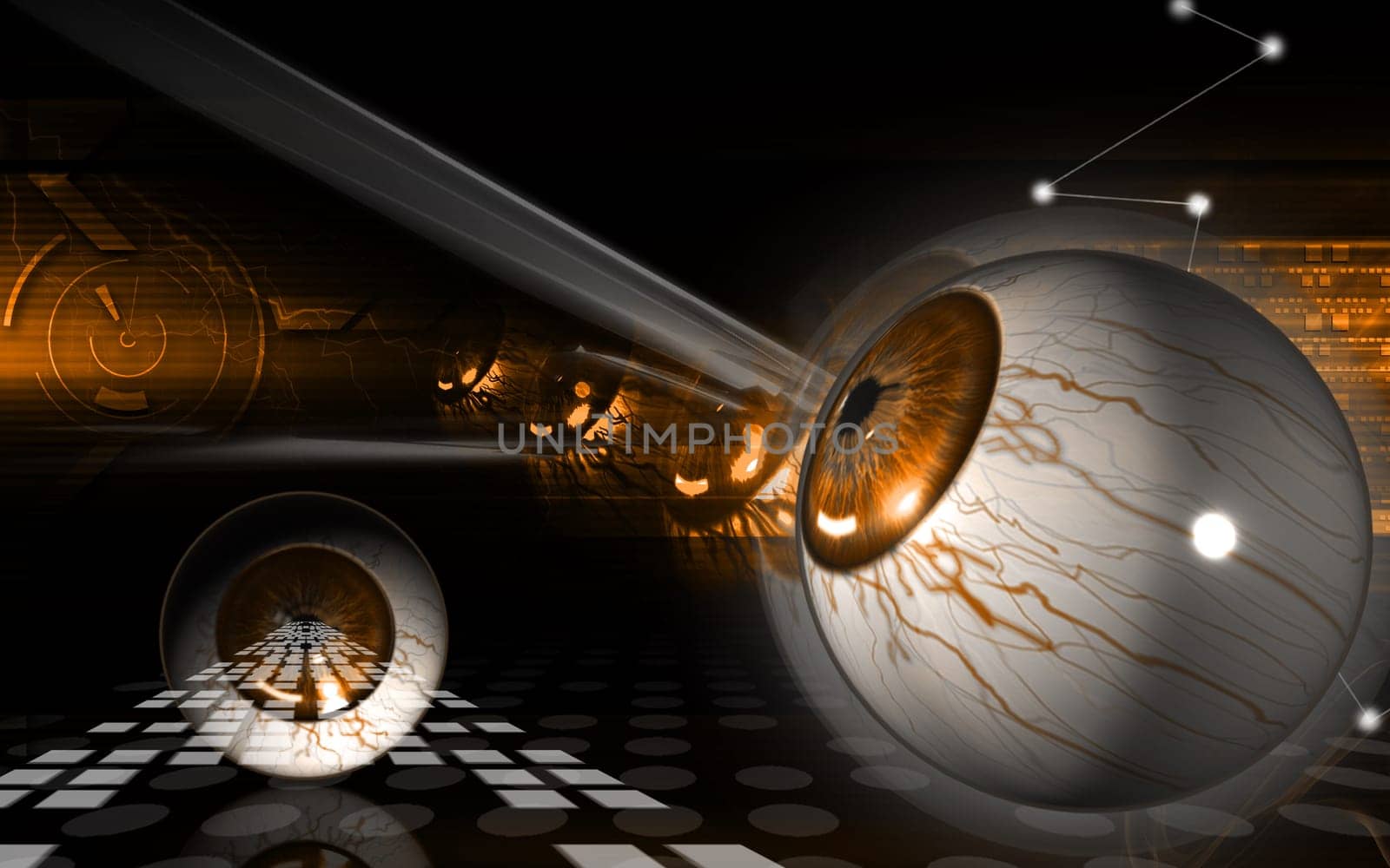 Digital illustration of eye in colour background