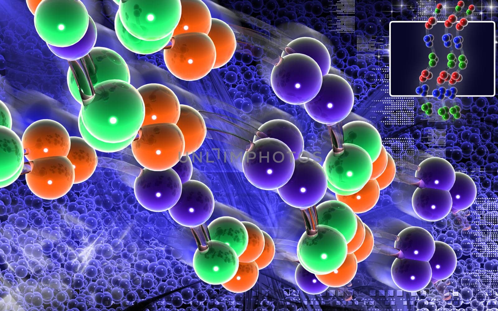 Digital illustration DNA structure in colour background