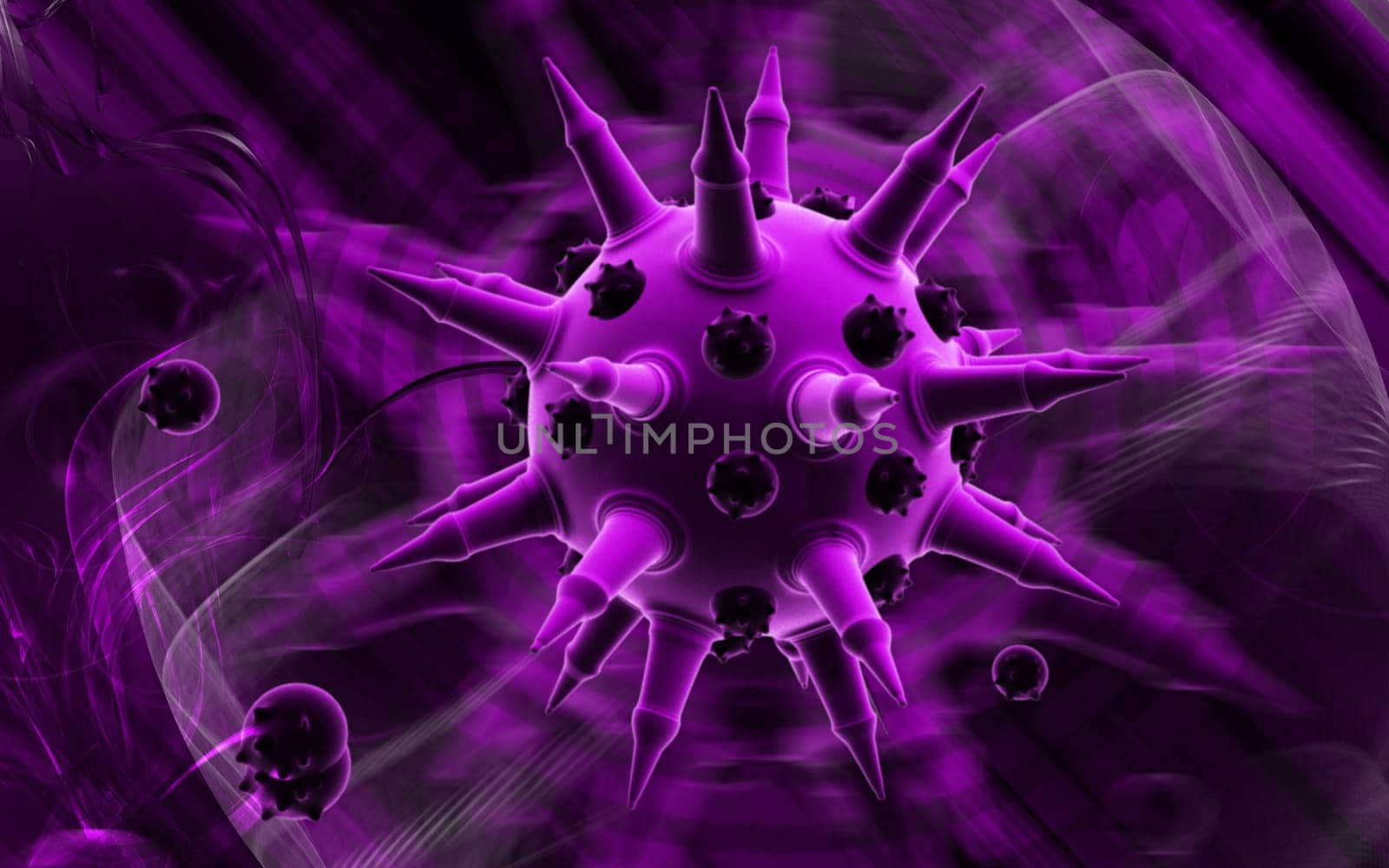 Digital illustration of Flu virus in colour background