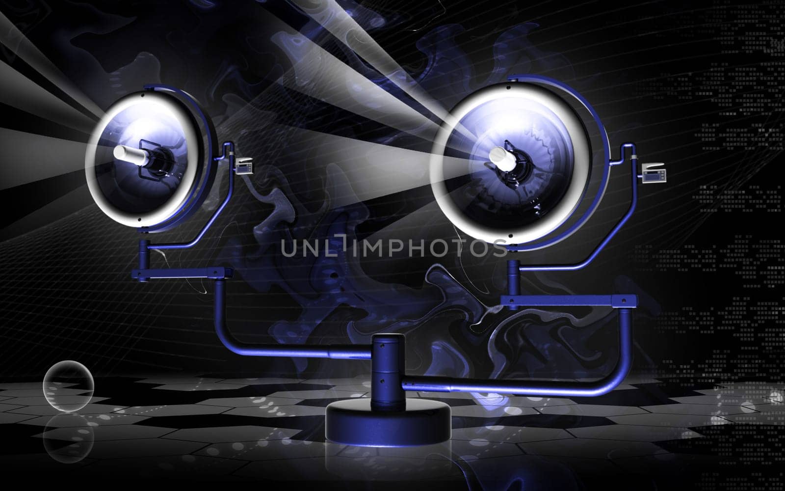 Digital illustration of shadow less lamp in colour background
