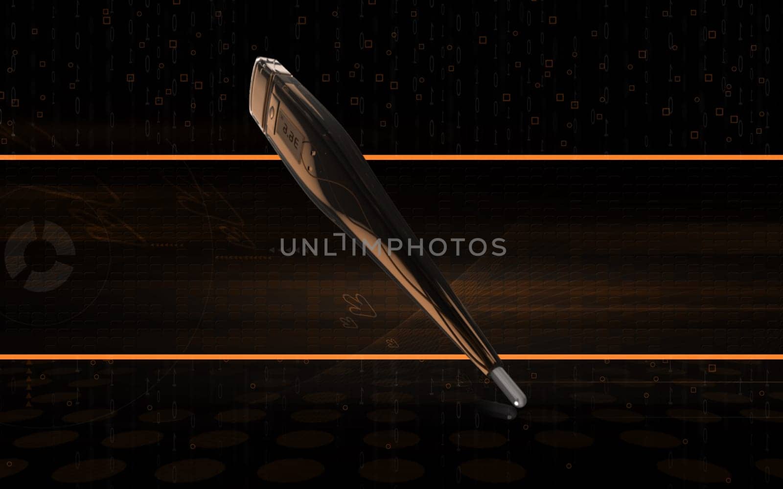 Digital illustration of thermometer in colour background