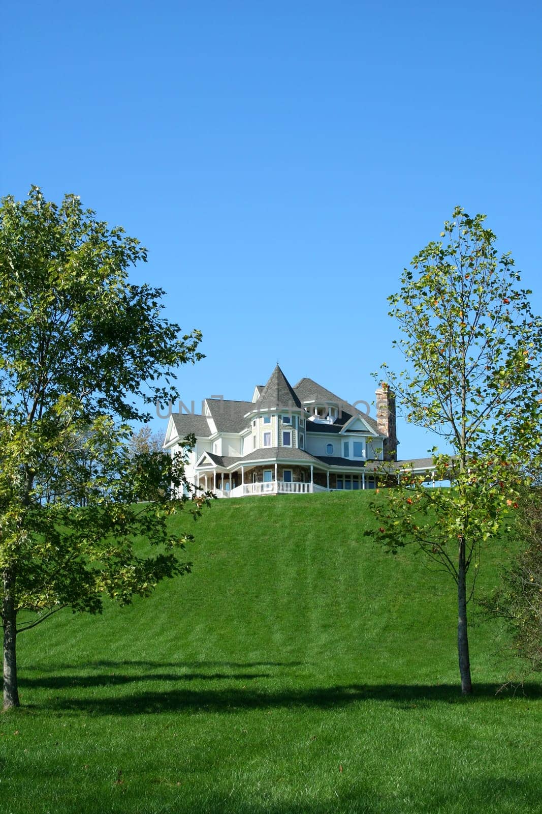A Beautiful house on a green hill