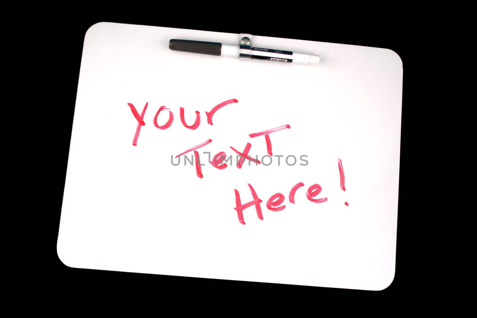 A Dry Erase Board isolated on black