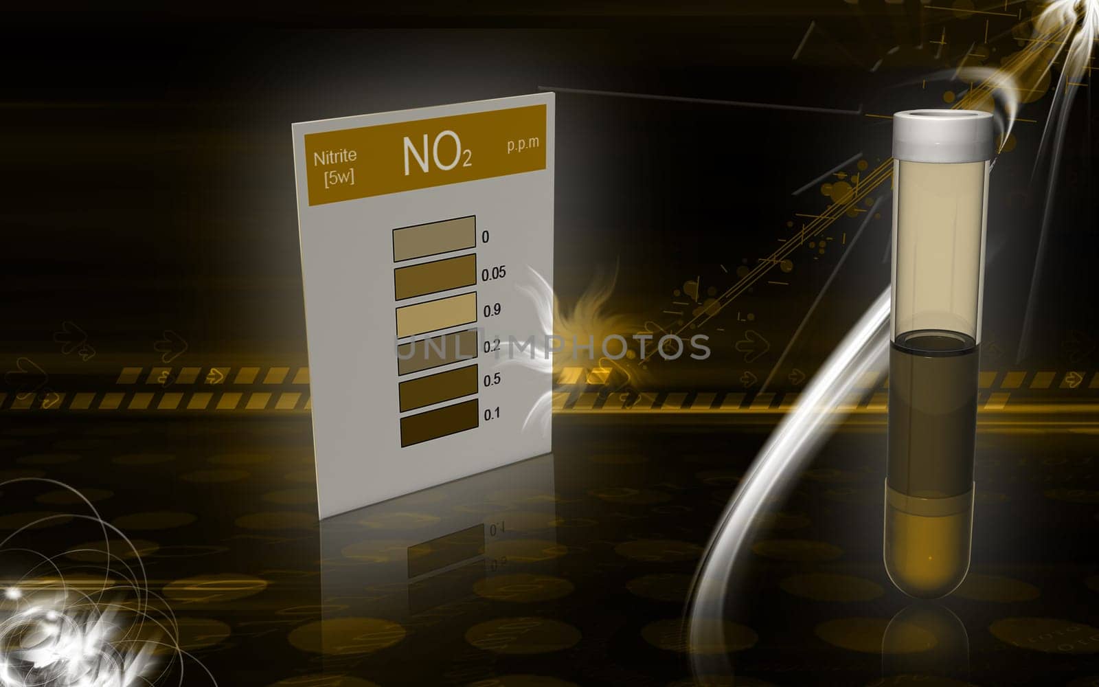 Digital illustration of nitrite test in colour background