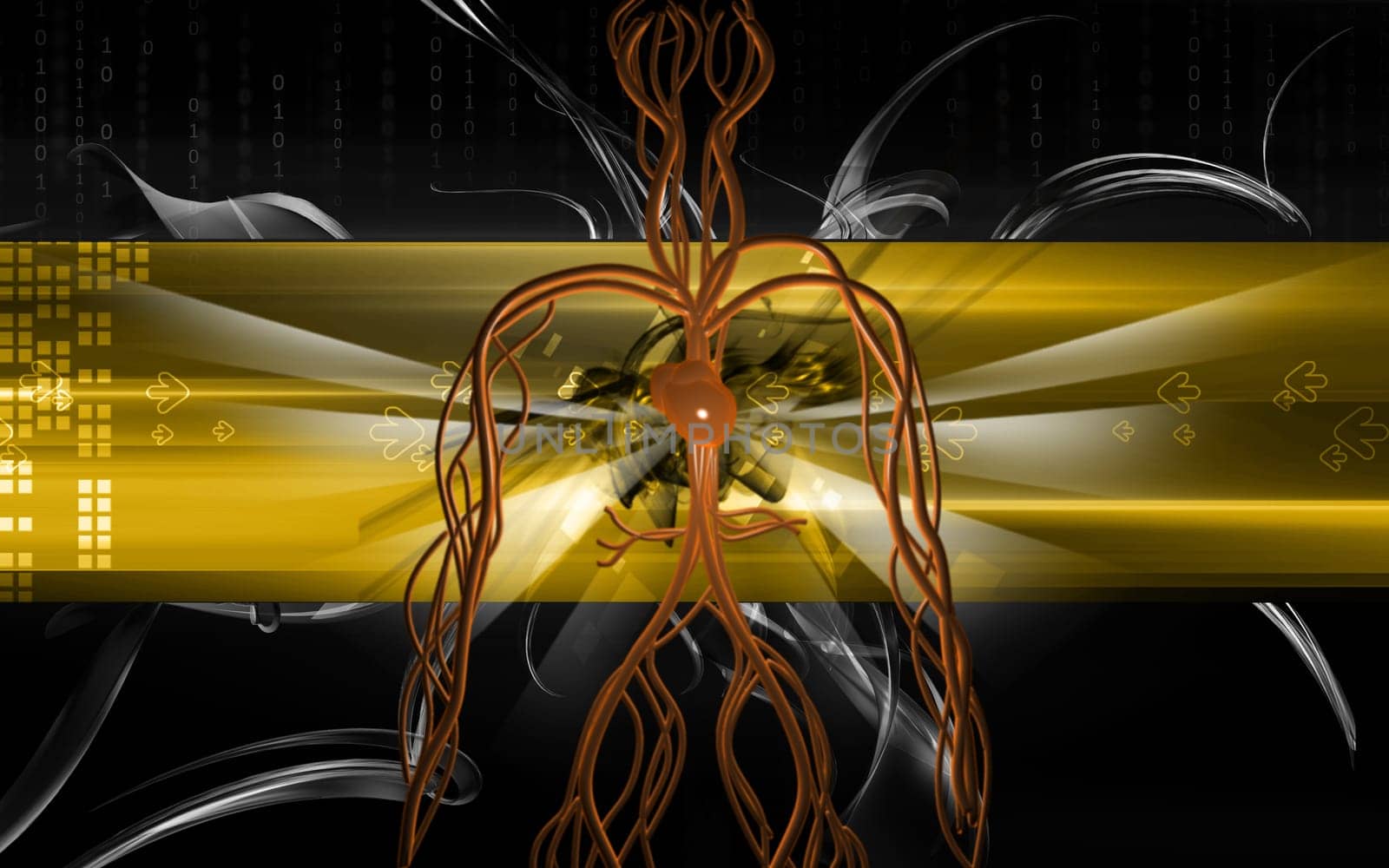 Digital illustration of vascular system in colour background