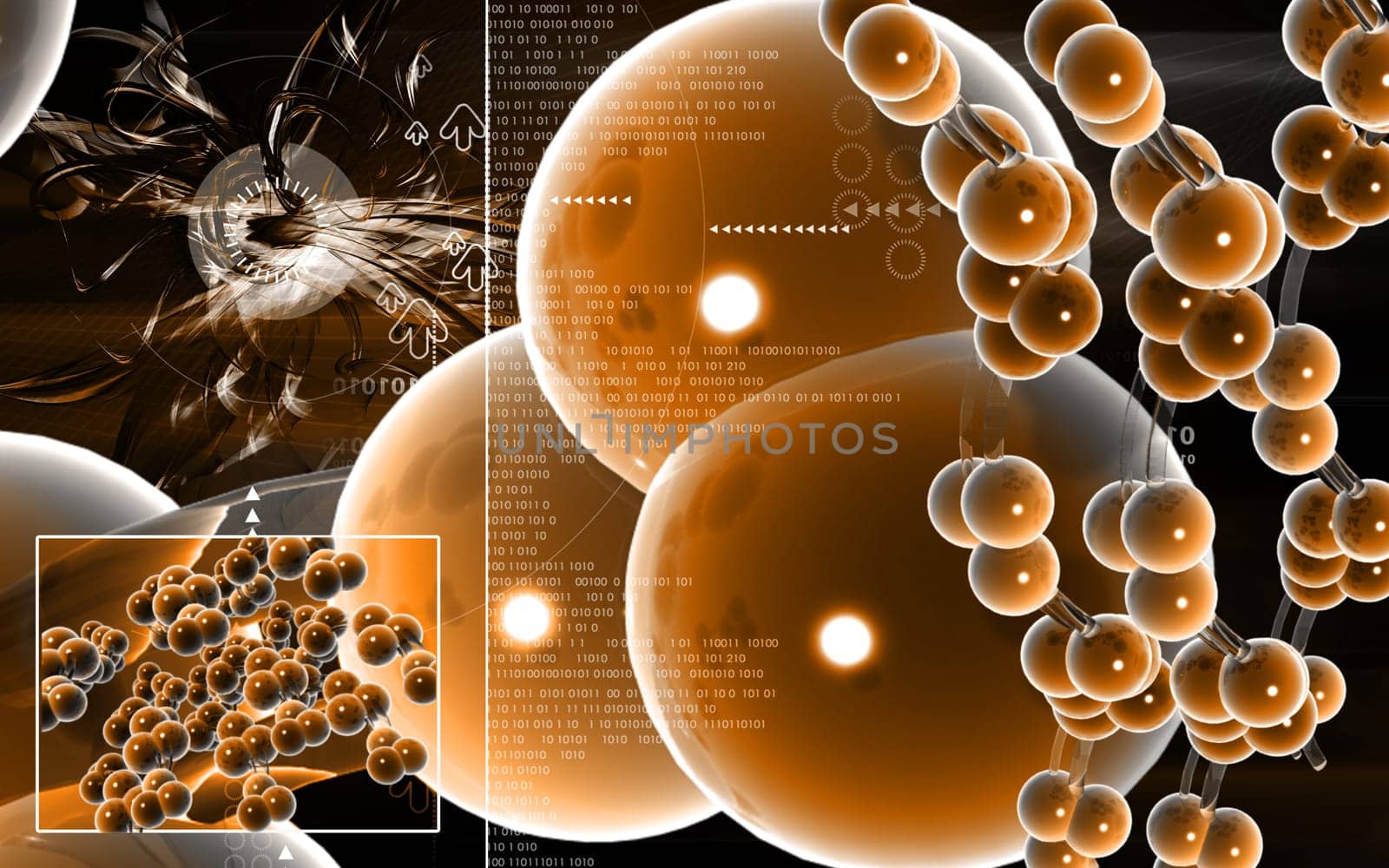 Digital illustration DNA structure in colour background