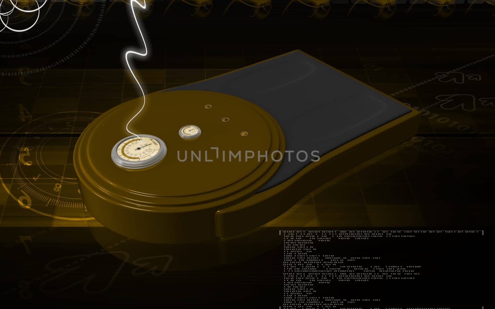 Digital illustration of weigh machine in colour background