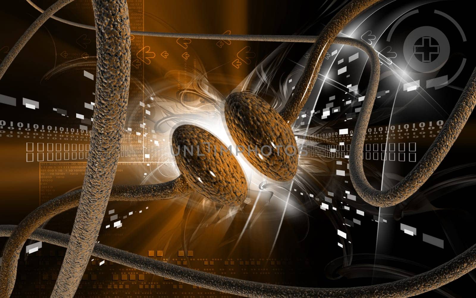 Digital illustration of synapse in colour background