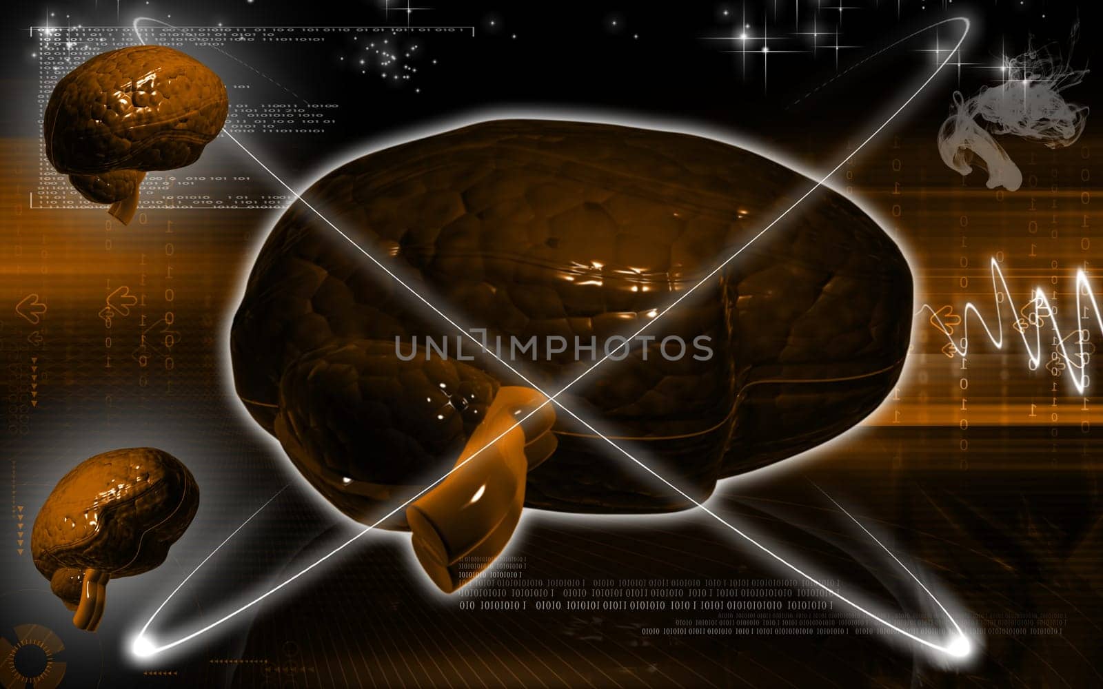 Digital illustration of brain in colour background