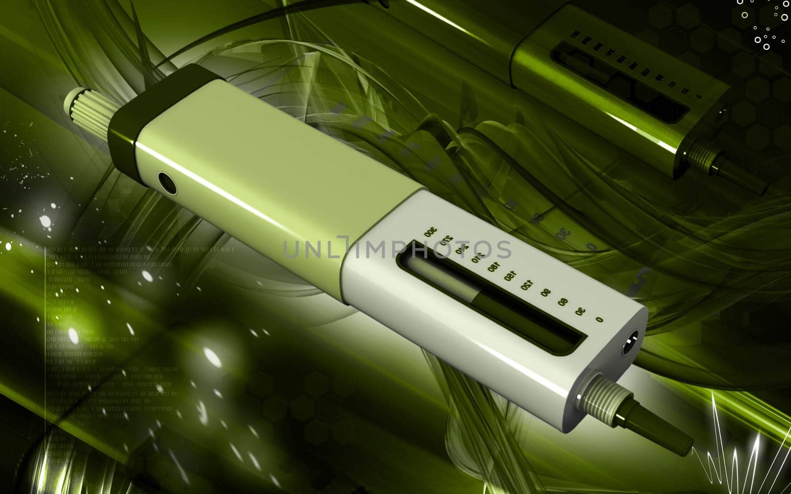 Digital illustration of insulin pen in colour background
