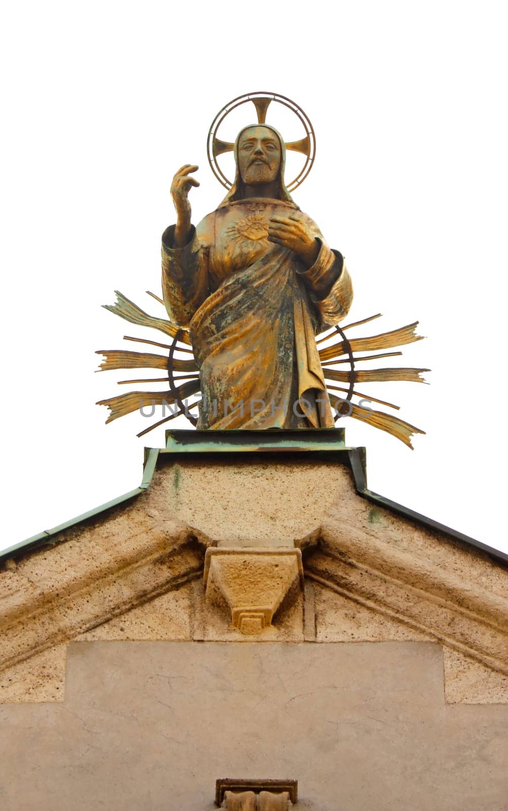 Sculpture of Jesus Christ on the top of the church