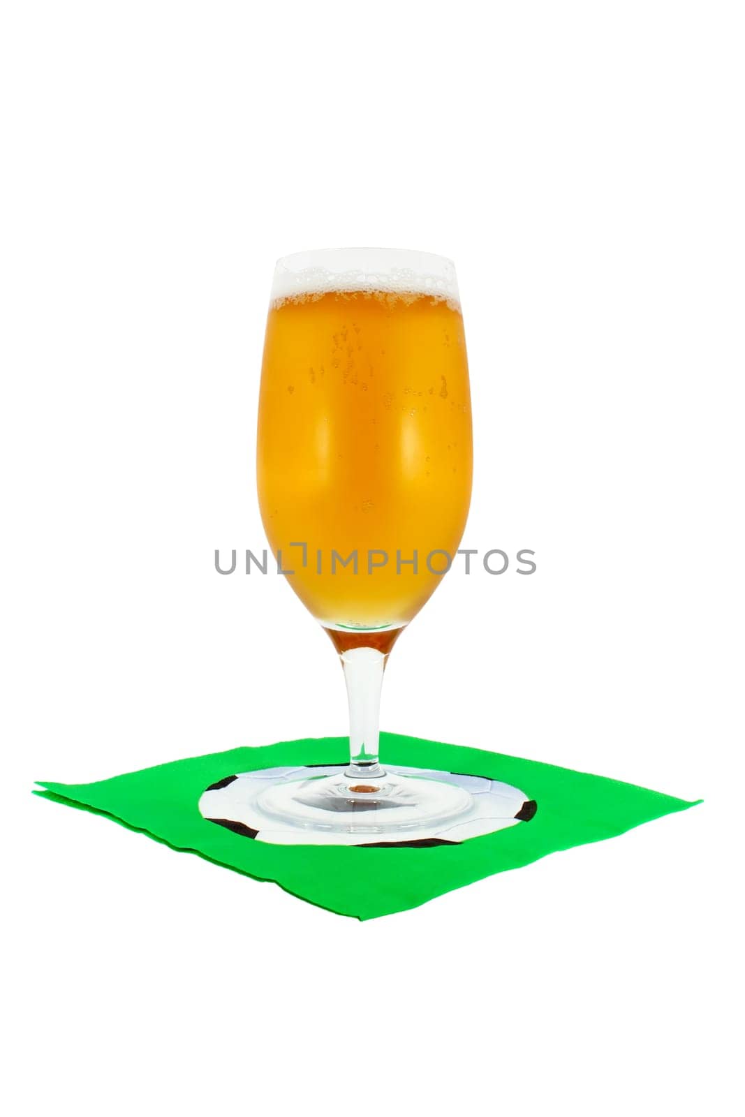 Glass of cold beer pleasure for fans isolated on white