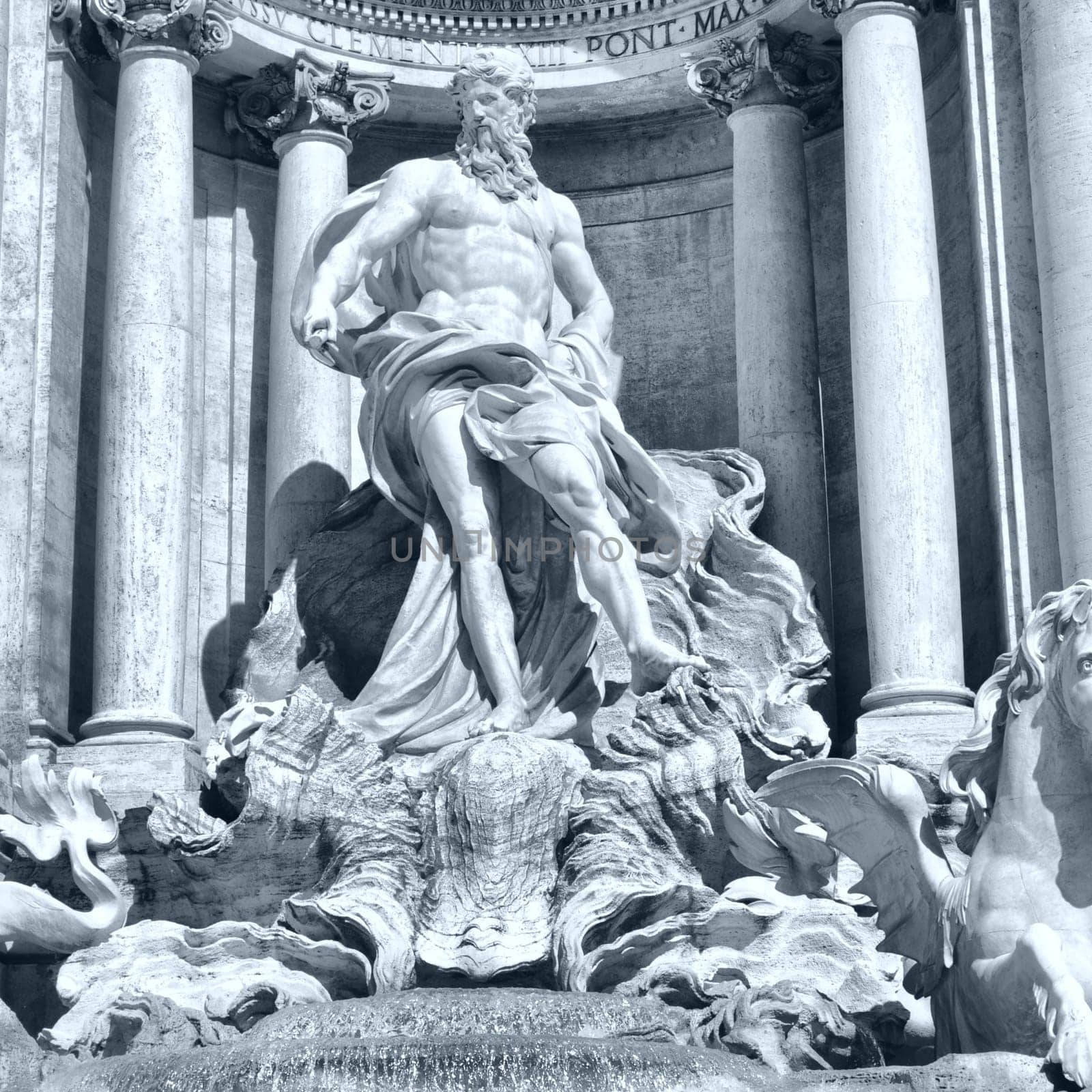 Baroque Trevi Fountain (Fontana di Trevi) in Rome, Italy - high dynamic range HDR