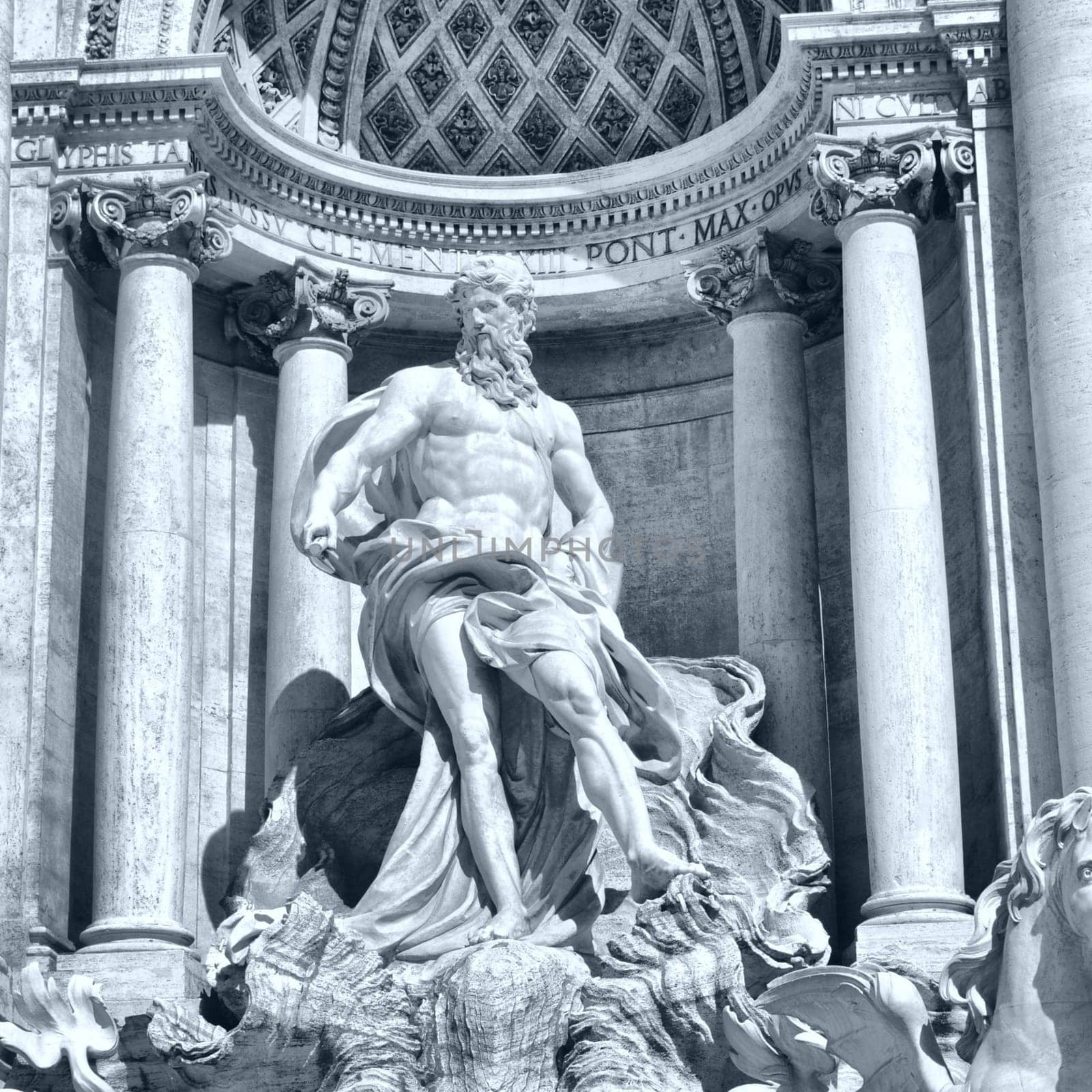 Baroque Trevi Fountain (Fontana di Trevi) in Rome, Italy - high dynamic range HDR