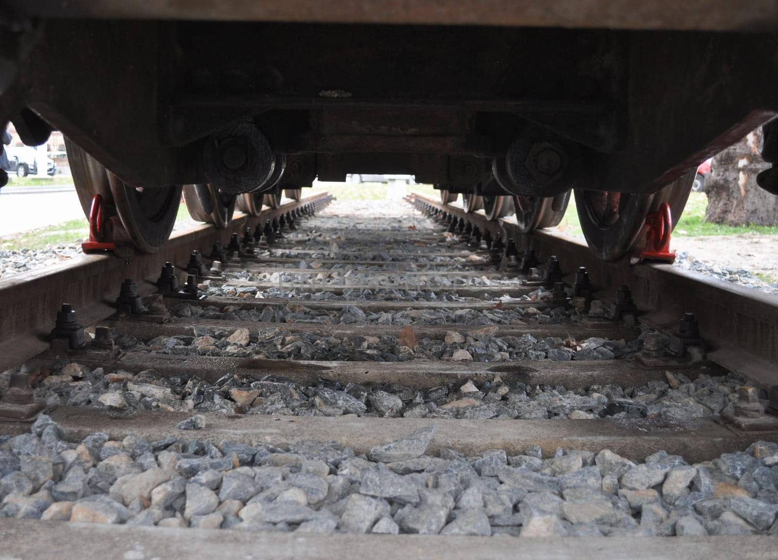 A train on railroad railway for mass transit public transport