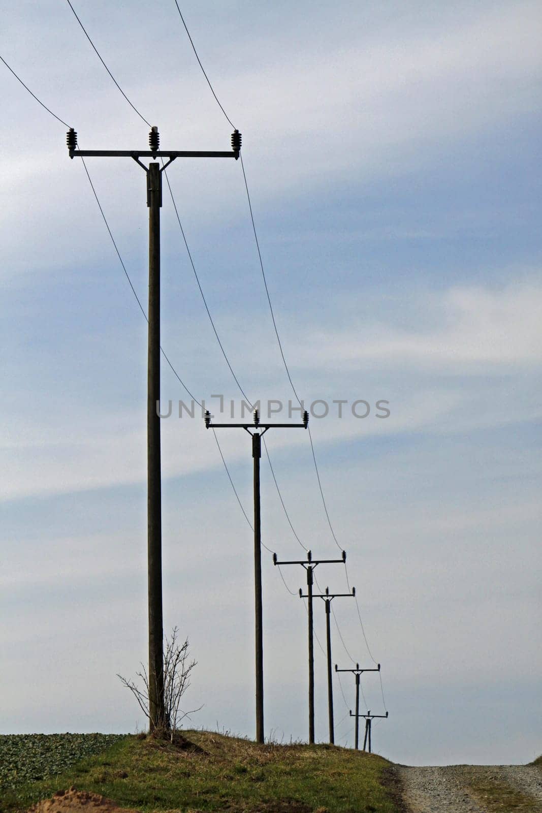 Old power line on a dirt road