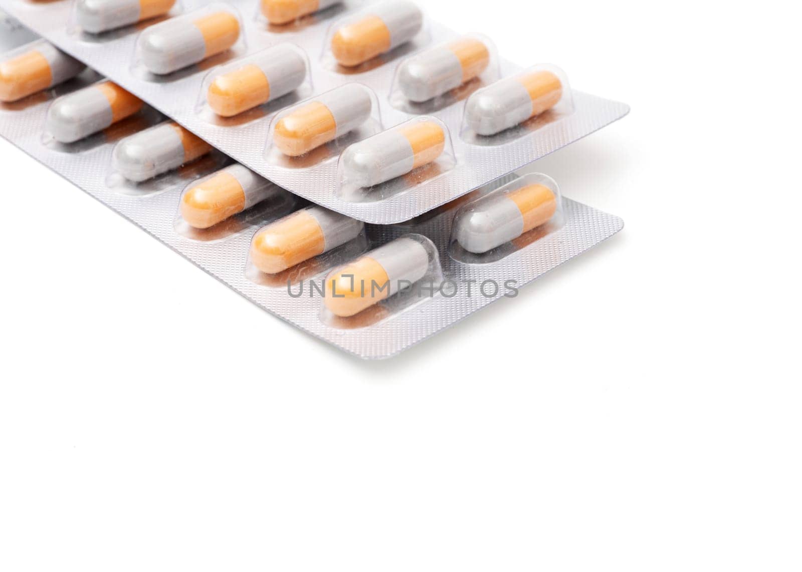 blister packs of pills isolated on the white background